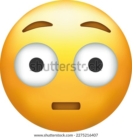 Flushed emoji with big eyes. Embarrassed emoticon with big eyes. Royalty-Free Stock Photo #2275216407