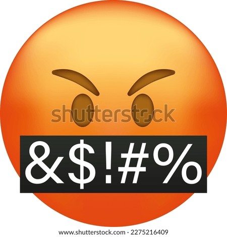 Angry swearing emoji. Emoticon with swear words censored by grawlix symbols Royalty-Free Stock Photo #2275216409