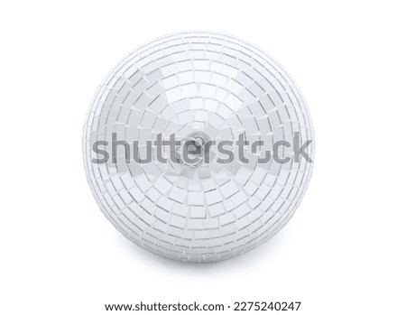 One shiny disco ball on white background