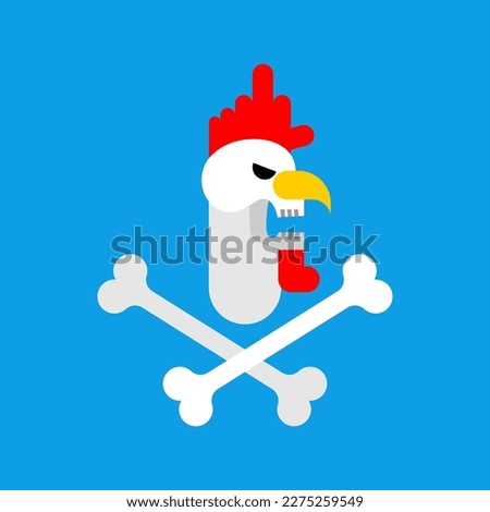 Skull rooster sign. Skeleton rooster icon. Vector illustration