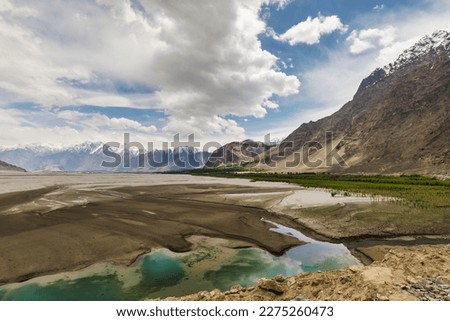 The vastness of Skardu valley and beautiful Indus river basin makes its way through the Himalayas and  Karakoram mountain Ranges , Gilgit-Baltistan, Pakistan