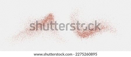 Chili powder splash, dried pepper explosion, flying spicy paprika burst, dynamic seasoning splatter. Vector illustration. Royalty-Free Stock Photo #2275260895