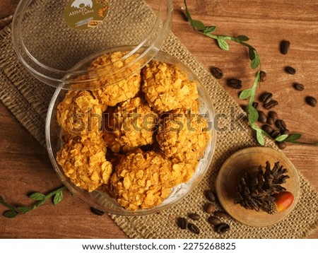 jar with corn flakes cookie filling, pictured from above