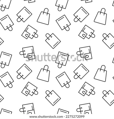 Monochrome vector seamless pattern of various bags for shopping for web sites and polygraphy 
