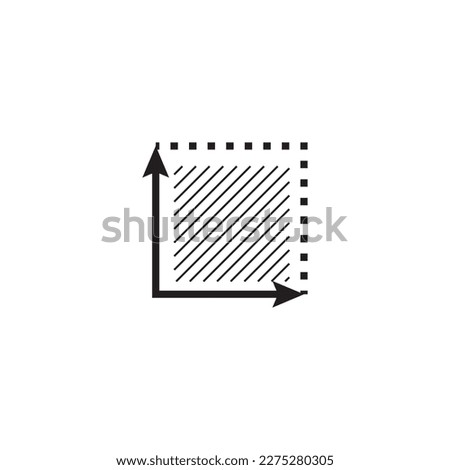 Square area icon, sign the coordinate axes, measurement of land area place a dimension, area concept linear symbols and pictograms, place size dimension and measure vector icon for web networks