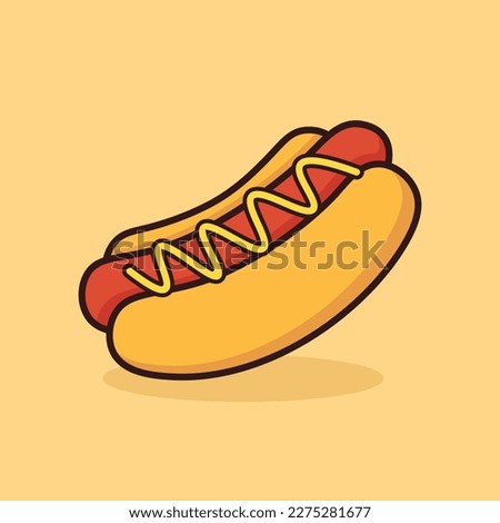 American hotdog sandwich cartoon icon vector illustration. Food icon concept illustration, suitable for icon, logo, sticker, clipart