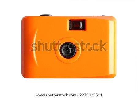 orange pocket camera or  film camera isolated on white background