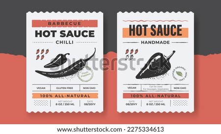 Packaging design for chili pepper. Hot Sauce vintage product label template. Retro package with spicy ingredients. Royalty-Free Stock Photo #2275334613