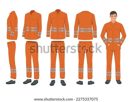 uniform. Workwear clothes mockup. jacket or vest. Safety outfit. Clothing for workman. Vector professional garments set Royalty-Free Stock Photo #2275337075