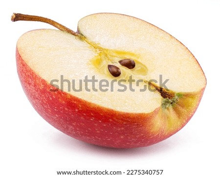 Red apple cross section isolated on white background.