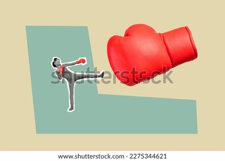 Creative drawing 3d sketch collage picture of sportive girl practicing ave box courses combat sport isolated on painted background Royalty-Free Stock Photo #2275344621