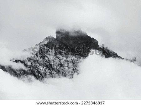 Mount Sajikhve shrouded in fog  Royalty-Free Stock Photo #2275346817
