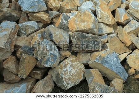 Huge heap with boulders. Type of marble stone as a building foundation material