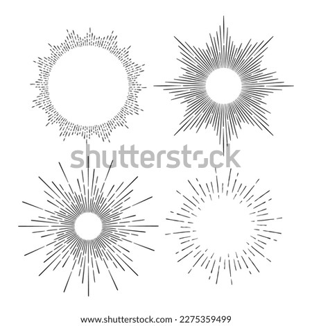 Hand drawn set of sunburst etching style frame rays vector illustration Royalty-Free Stock Photo #2275359499