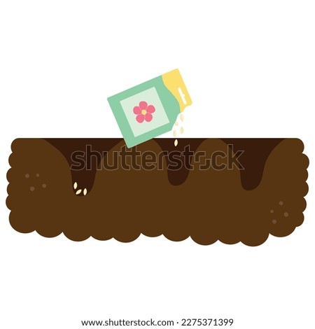 Seed planting. Flat vector illustration of a garden
