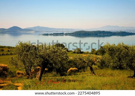beatifull landscape of lake Trasimeno, Umbria, Italy Royalty-Free Stock Photo #2275404895