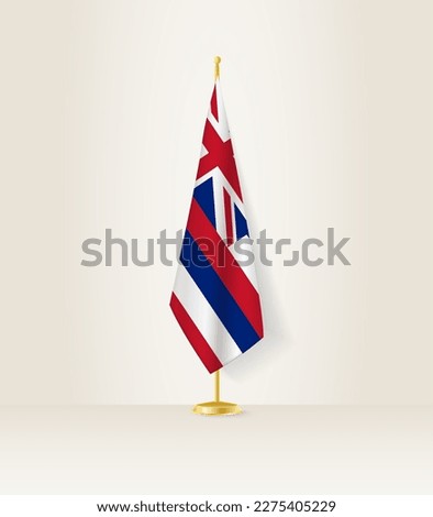 Hawaii flag on a flag stand. Vector illustration.