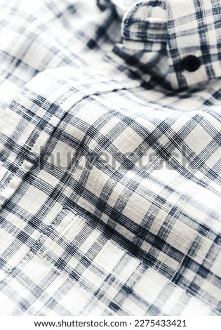 Close up of Men's checkered shirt. Copy space. 