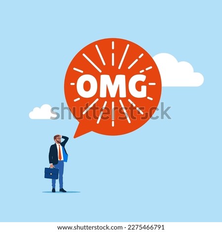 Businessman says oh my god! Modern vector illustration in flat style