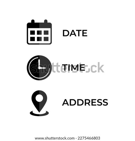 Date, Time, Address or Place Icons Symbol Royalty-Free Stock Photo #2275466803
