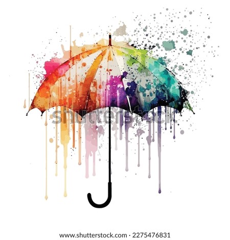 Watercolor rainbow umbrella vector illustration of colorful umbrella