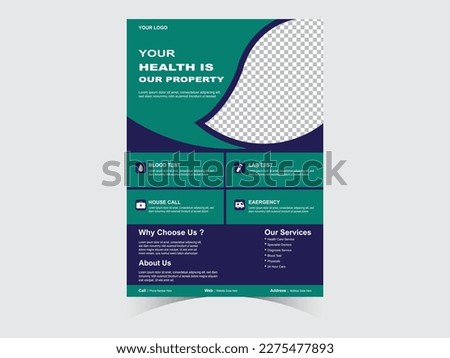 Medical Health Care Flyer Template Design  Layout Background Two Colors Scheme Vector Template In A4 Size - Vector
