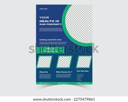 Medical Health Care Flyer Template Design  Layout Background Two Colors Scheme Vector Template In A4 Size - Vector
