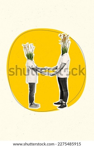 Creative 3d photo artwork graphics collage painting of dad son bunches instead of heads isolated drawing background