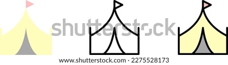 Tent, hippy vector icon in different styles. Line, color, filled outline