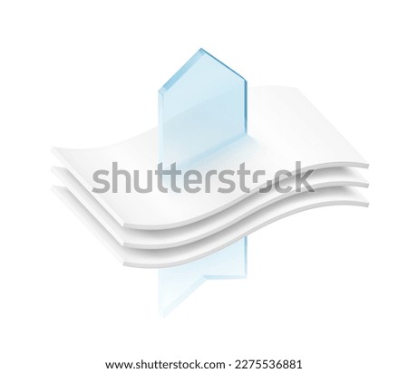 Three wavy layers with arrow. Great for the presentation of permeable materials. Vector illustration isolated on white background. Template for your product. EPS10. Royalty-Free Stock Photo #2275536881