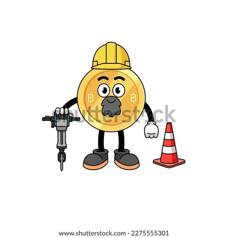 Character cartoon of thai baht working on road construction , character design