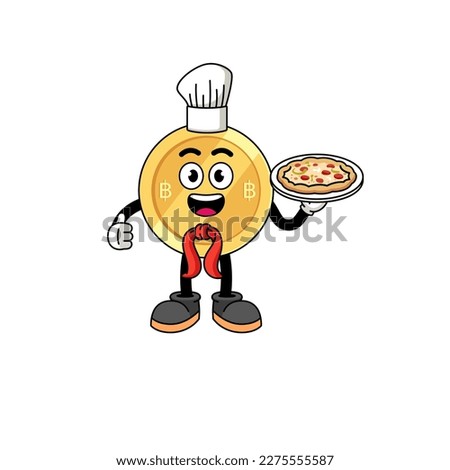 Illustration of thai baht as an italian chef , character design