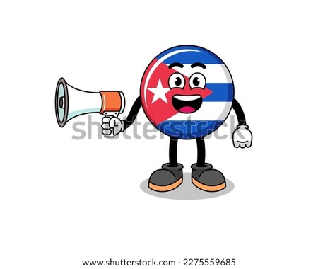 cuba flag cartoon illustration holding megaphone , character design