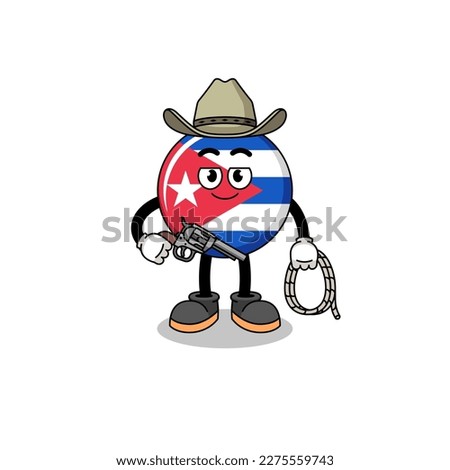 Character mascot of cuba flag as a cowboy , character design