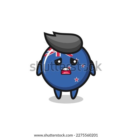 disappointed expression of the new zealand flag badge cartoon , cute style design for t shirt, sticker, logo element