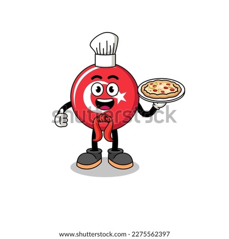 Illustration of turkey flag as an italian chef , character design