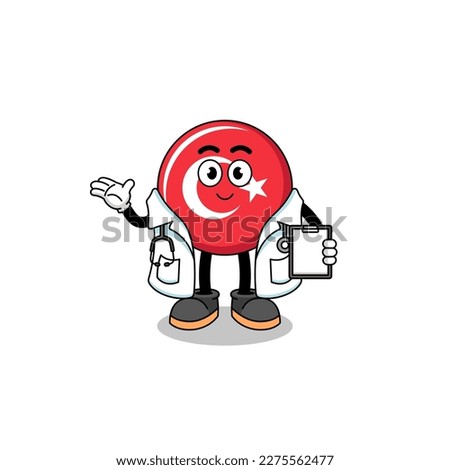 Cartoon mascot of turkey flag doctor , character design