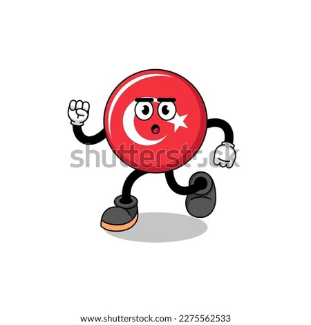 running turkey flag mascot illustration , character design