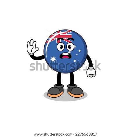 australia flag cartoon illustration doing stop hand , character design
