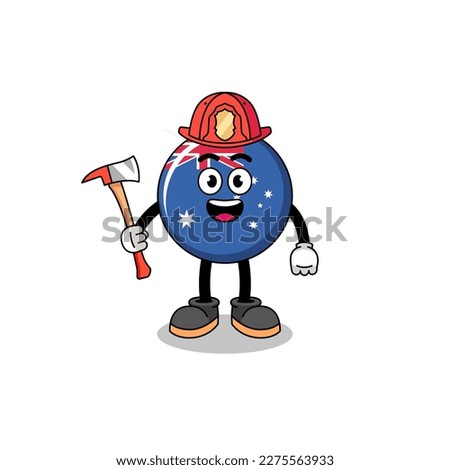 Cartoon mascot of australia flag firefighter , character design