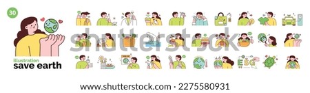 Activities for environmental protection. Actions and policies to protect nature and animals in need of protection. mega set. Royalty-Free Stock Photo #2275580931