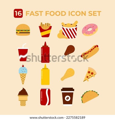 Fast food icon collection, suitable for various design needs such as templates, posters, menu designs and so on