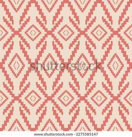 Aztec Kilim retro color pattern. Vector aztec Kilim geometric square diamond shape seamless pattern background. Southwest geometric traditional pattern use for fabric, home decoration elements. Royalty-Free Stock Photo #2275585147