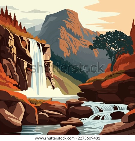 national park vector poster. Landscape of a forest in a park. Royalty-Free Stock Photo #2275609481