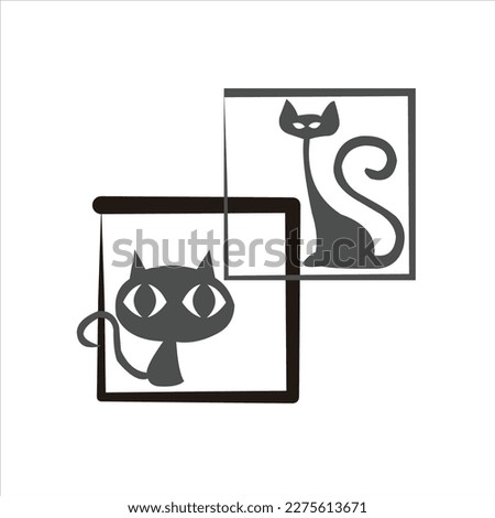 Cat Art Vector Logo Design Animals