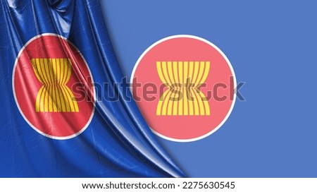 Association of Southeast Asian Nations flag  ten paddy or rice stalks Royalty-Free Stock Photo #2275630545