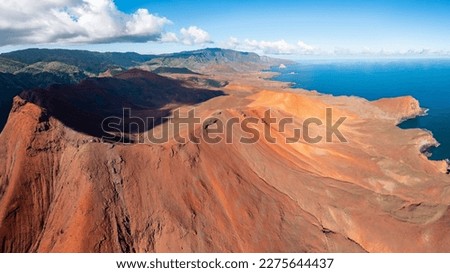 magnificent aerial photo of the crater of the island of UA HUKA and the valley of HAAVEI Royalty-Free Stock Photo #2275644437