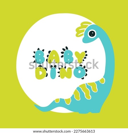Dinosaur lettering. Dino Boy. Vector illustration in cartoon Scandinavian style. Childish design for birthday invitation or baby shower, poster, clothing, nursery wall art, and card