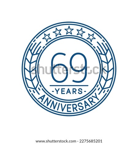 69 years anniversary logo template. 69th line art vector and illustration.