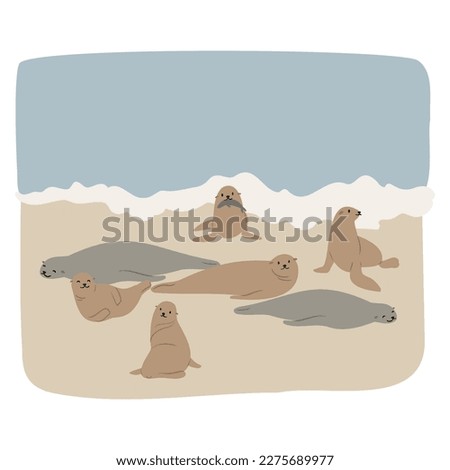 coastal illustration, vector woman on beach digital download clipart, couple flying seagull sea lion clip art, images in flat cartoon style, wedding Invitation.